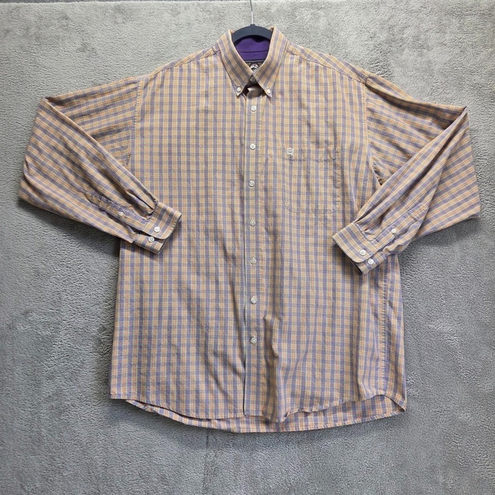 Cinch Shirt Mens Large Purple Button‎ Down Long Sleeve Plaid Western Rodeo